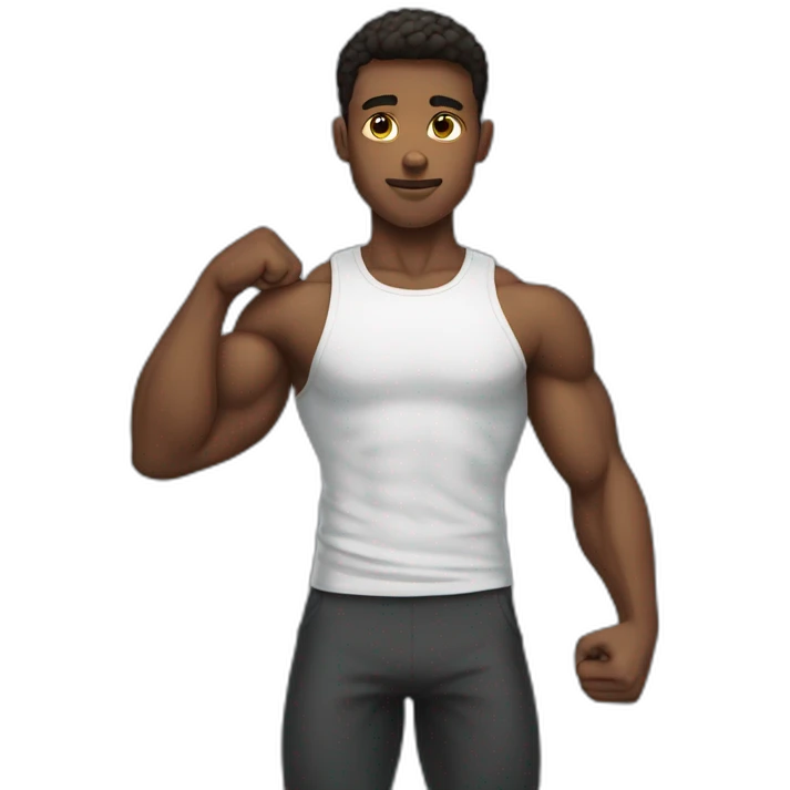 young man doing bicep curls emoji