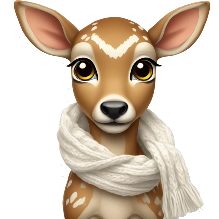 fawn with a white knitted scarf emoji