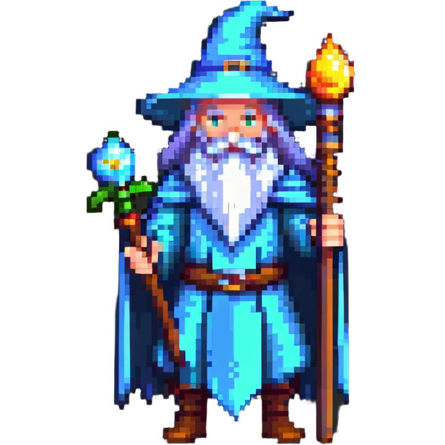 wizard with staff and long beard emoji