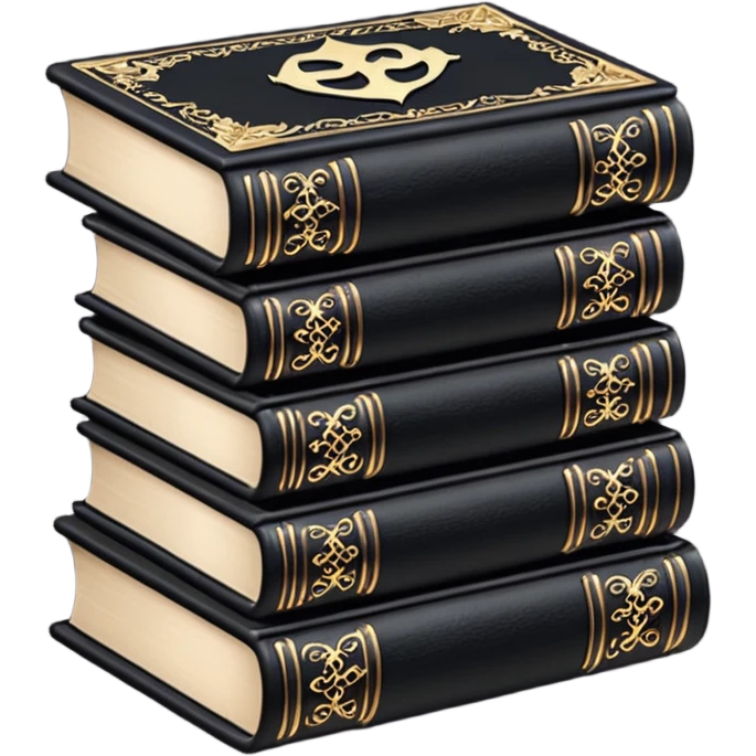 5 black gothic books on top emoji