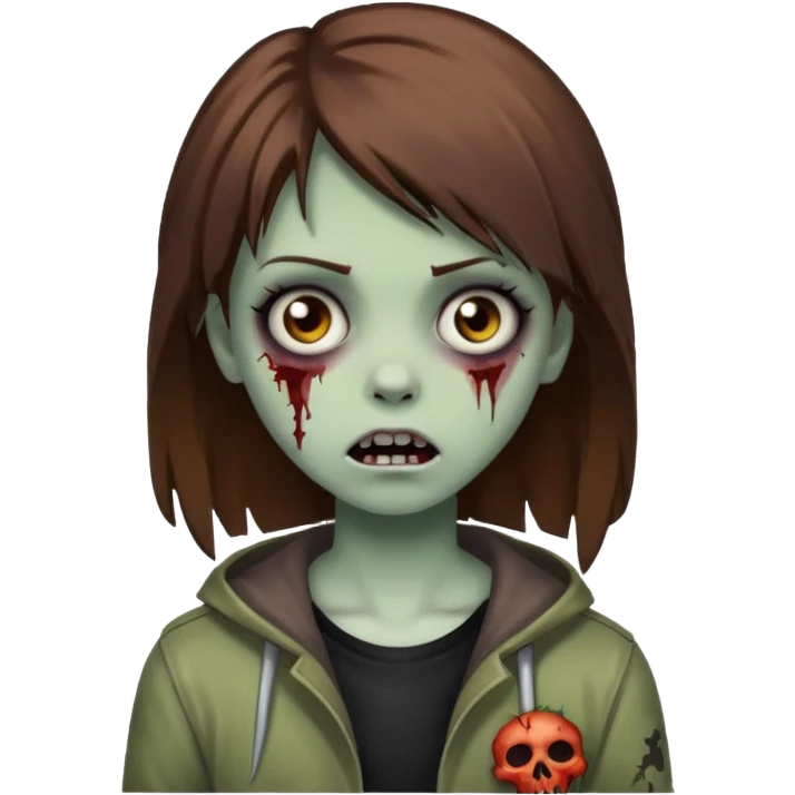 Girl zombie brown hair emo emoji emoji