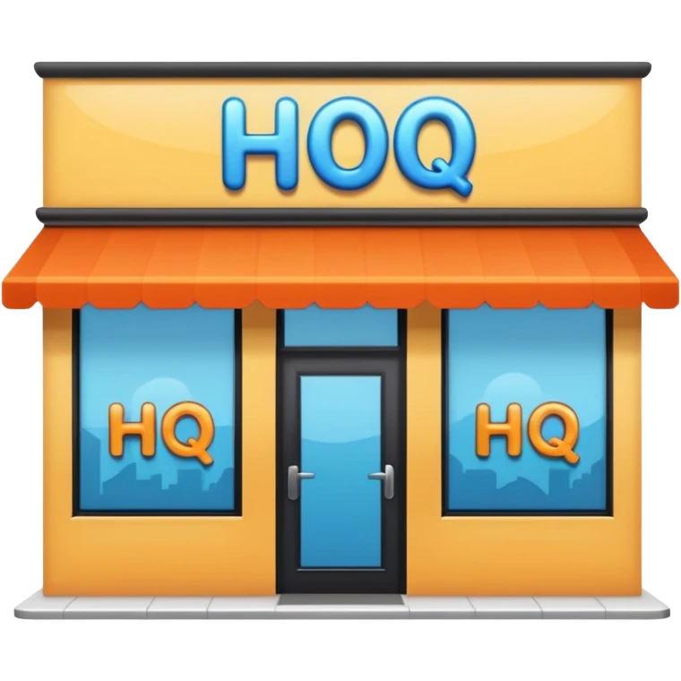  shop with the word HQ in the sign emoji