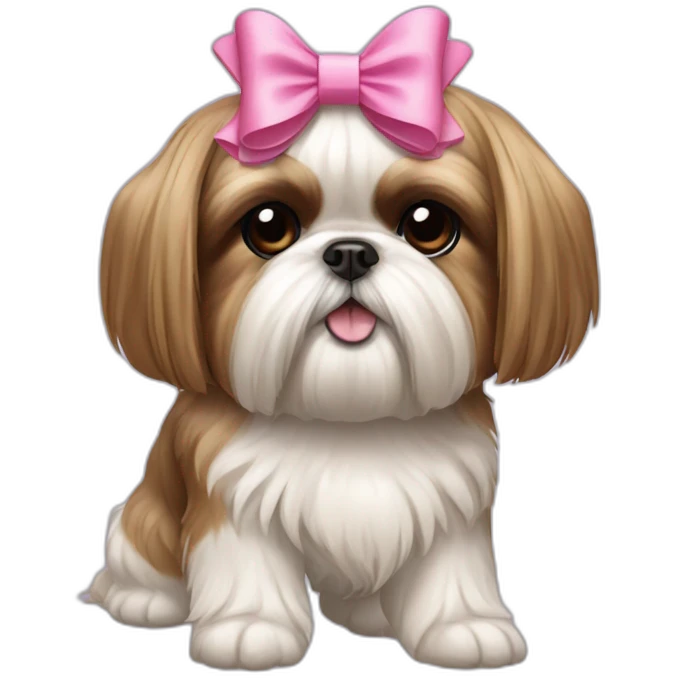 Dog Shih Tzu with a bow on head full-body emoji