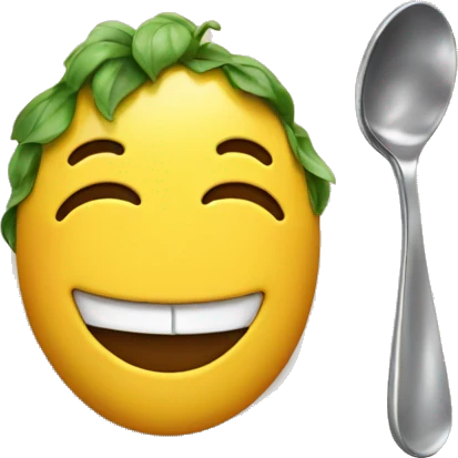 smiling emoji with a spoon emoji