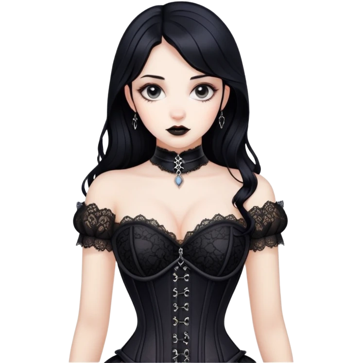gothic lace corset black-haired lady  emoji