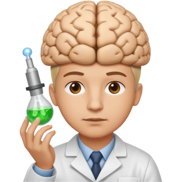cientista estudando o cérebro emoji