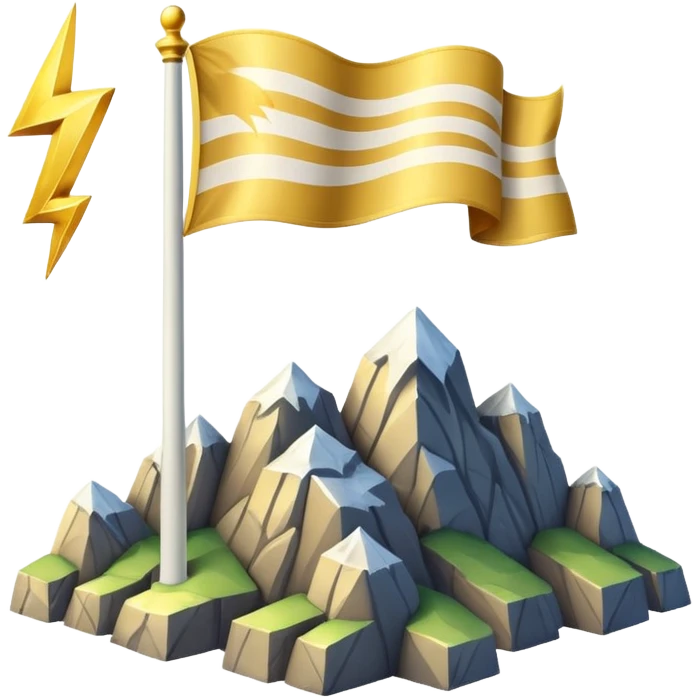 Design a rectangular emoji-style flag representing Mount Olympus, the realm of the gods. Include classic Greek elements such as golden clouds, marble pillars, and Zeus's lightning bolt.  emoji