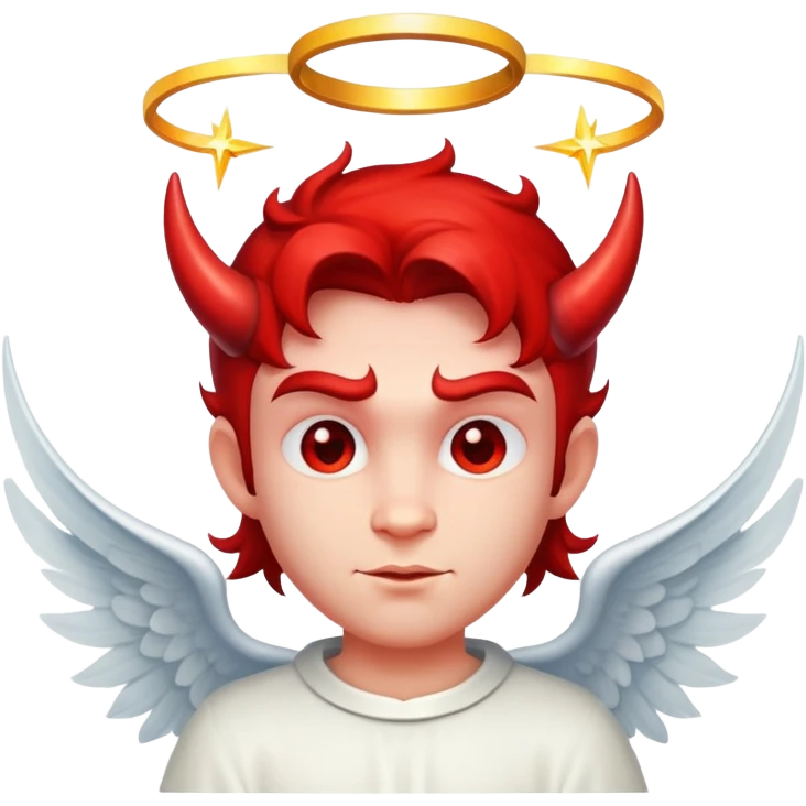 un diavolo con aureola da angelo con faccia  emoji