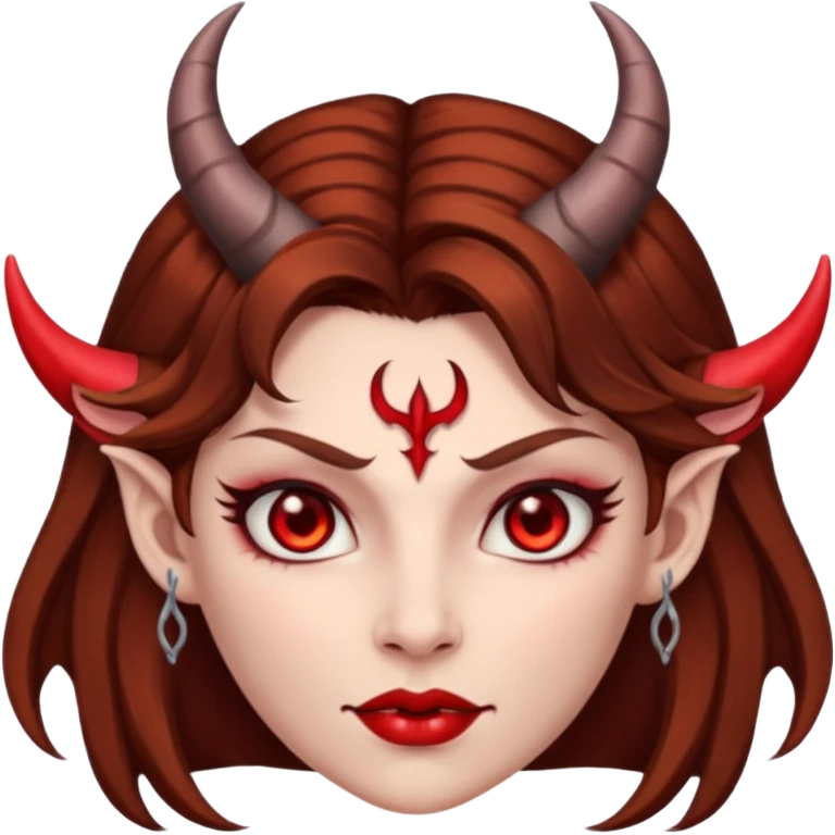 demon queen woman with horns and brown hair emoji