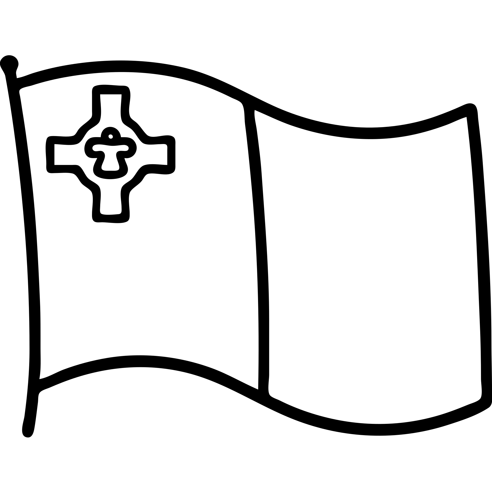 Make the Malta flag appear as if it is waving in the wind, keep the white and red vertical halves and the George Cross in the upper left, preserve the minimal vector style with no background. emoji