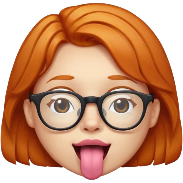 Ginger with glasses with tongue out emoji