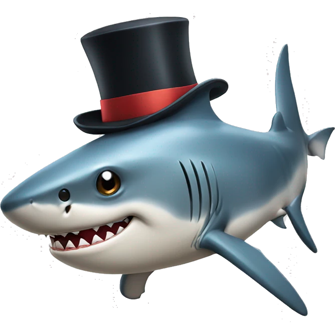 Shark with a top hat emoji