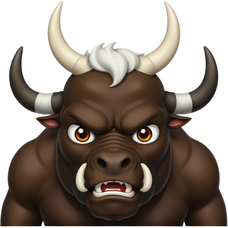 black angry powerful with white horns bull emoji emoji