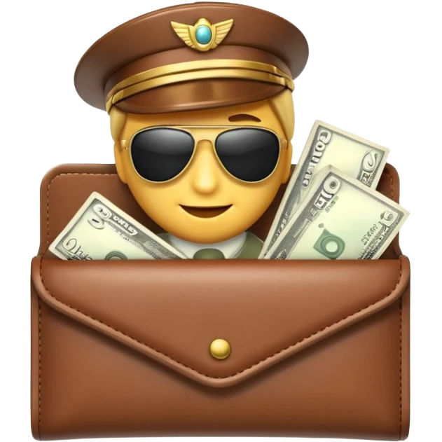 Aviator money emoji, wallet full of cash, casino vibe, premium 3D emoji style, clean, no background
 emoji