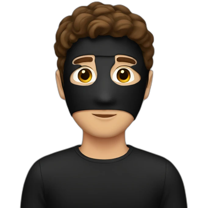 Man with brown hair and black mask emoji
