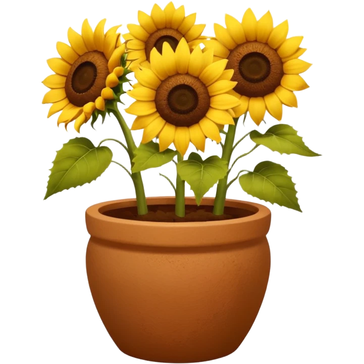 sun flowers in a clay pot emoji