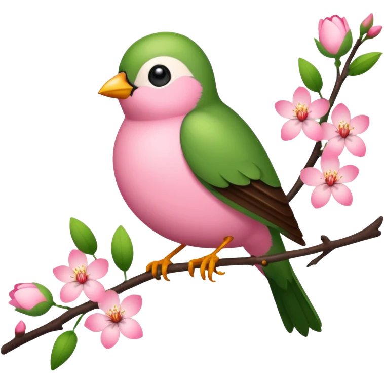 bird on blossom branch emoji