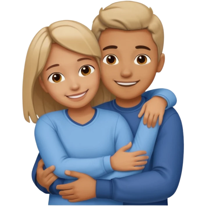 Texte ´Gros câlin’, en dessous un homme serre sa sœur dans ses bras emoji