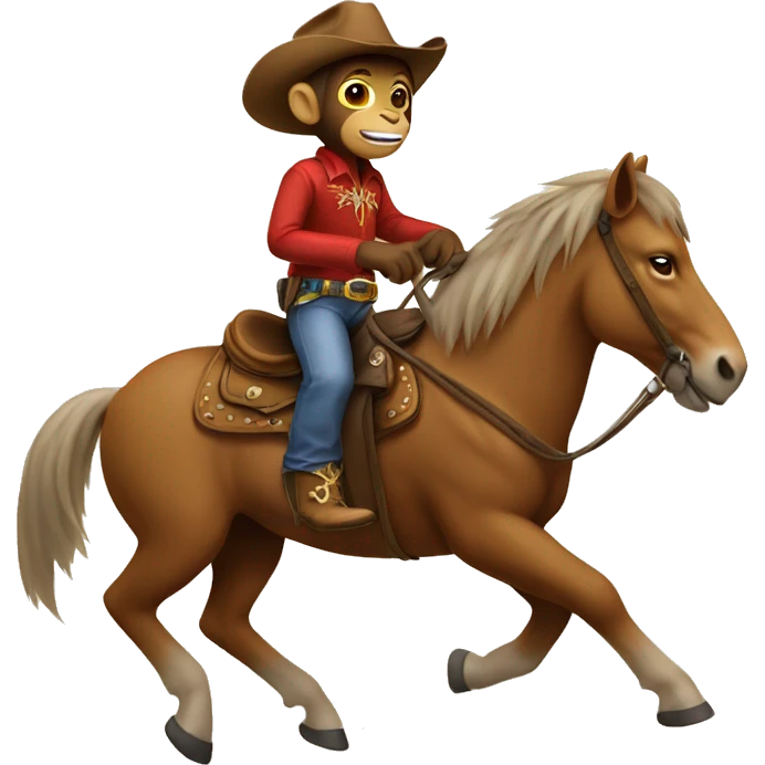 monkey wearing cowboy cat riding horse emoji