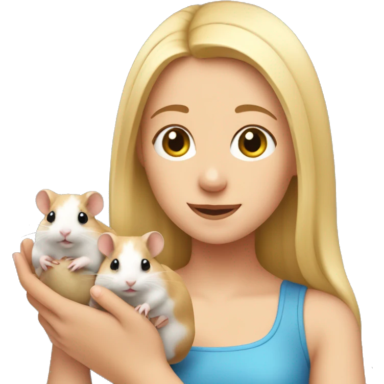 blonde girl holds three hamsters in her arms emoji