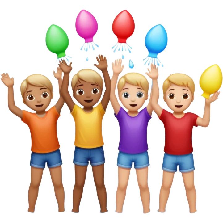 children playing with water balloons emoji