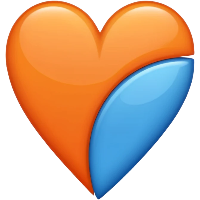 Half blue half orange heart split vertically emoji