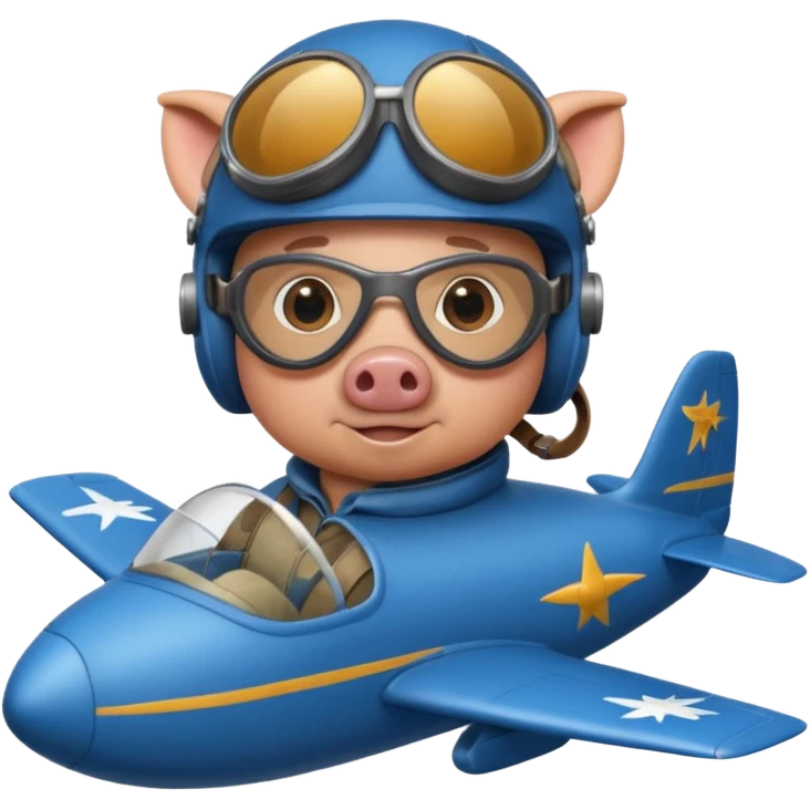 pig pilot riding blue plane emoji