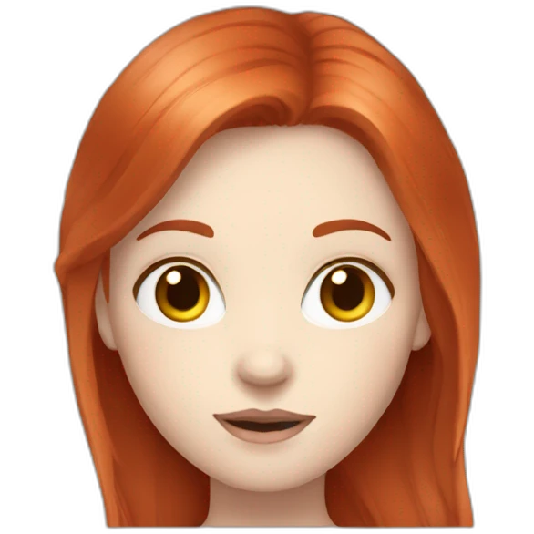 Red hair girl pale skin circles round eyes emoji