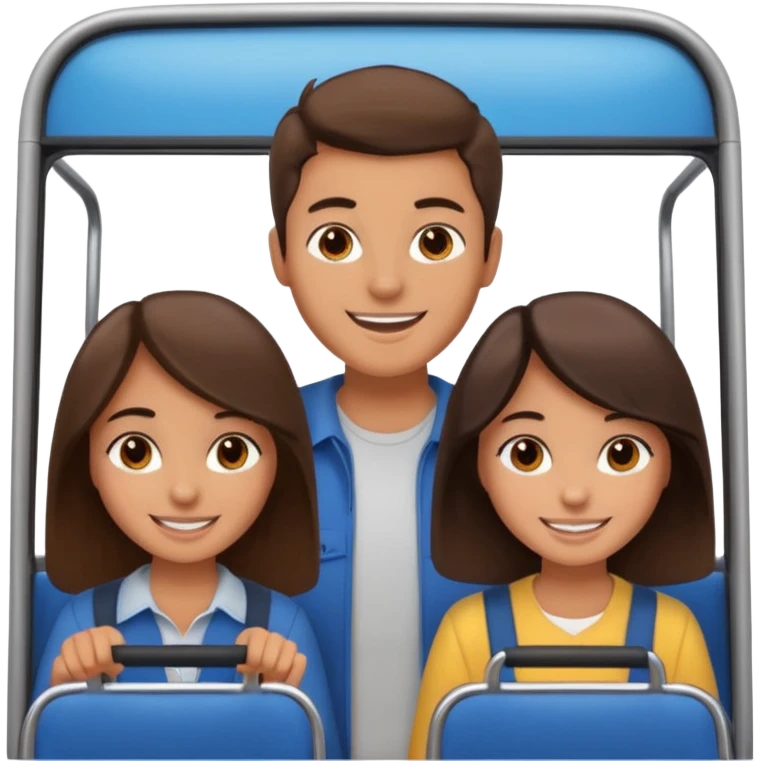 Two girls and one boy all brunette on a bus, show the whole bus emoji