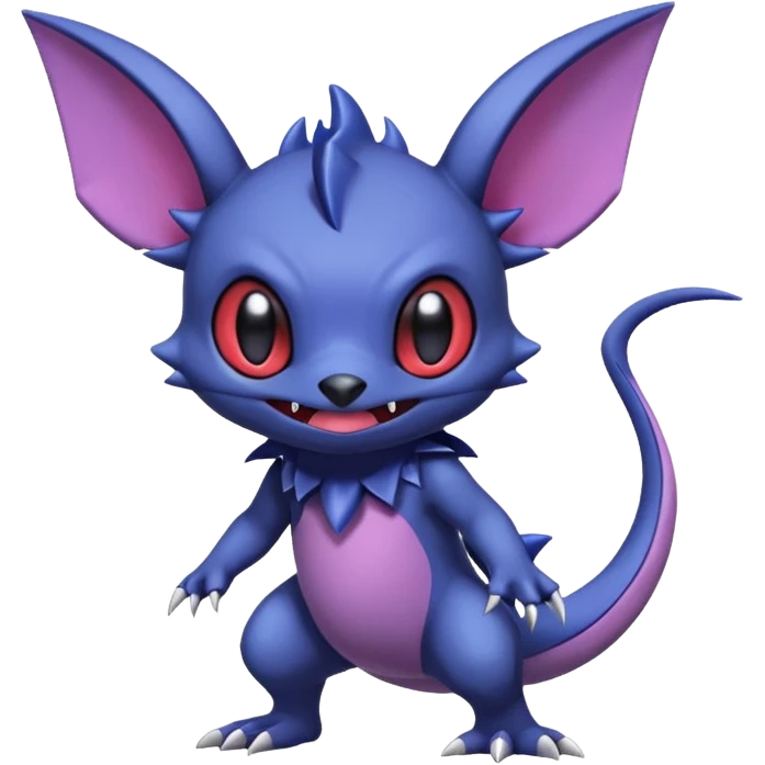 Cute Stitch-Sableye-Noibat-Salandit-Minccino-fusion, full body emoji