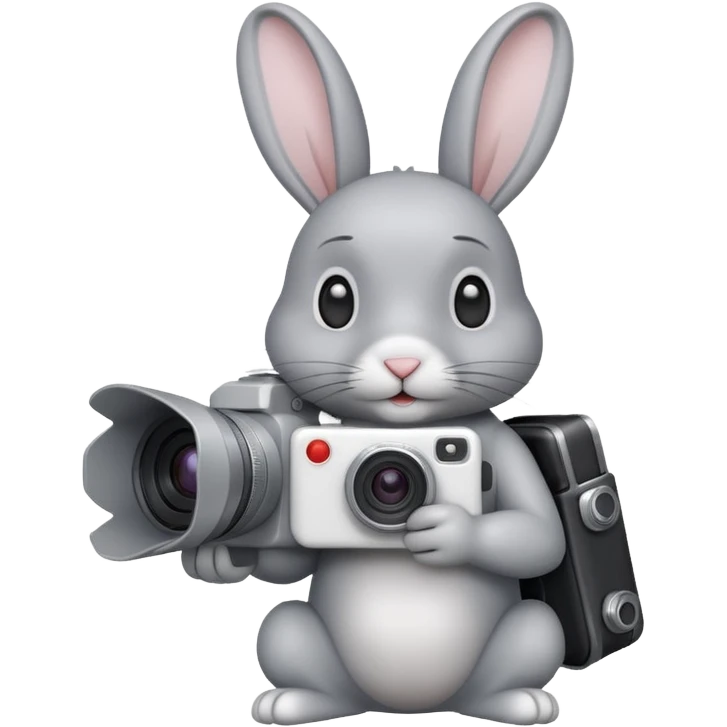 gray rabbit white camera emoji