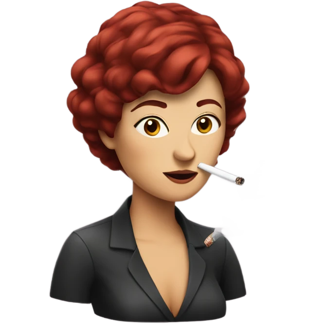 burgundy haired woman smoking emoji