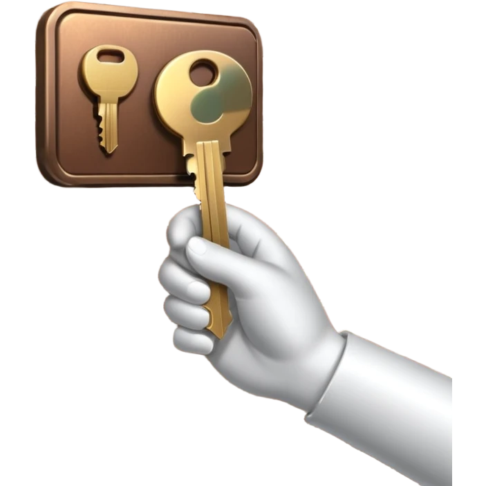emoji de mano sujetando unas llaves con el fondo de un departamento emoji