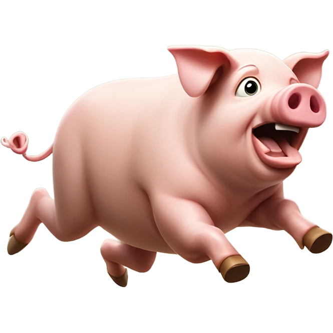Pig running away from people hunting it emoji