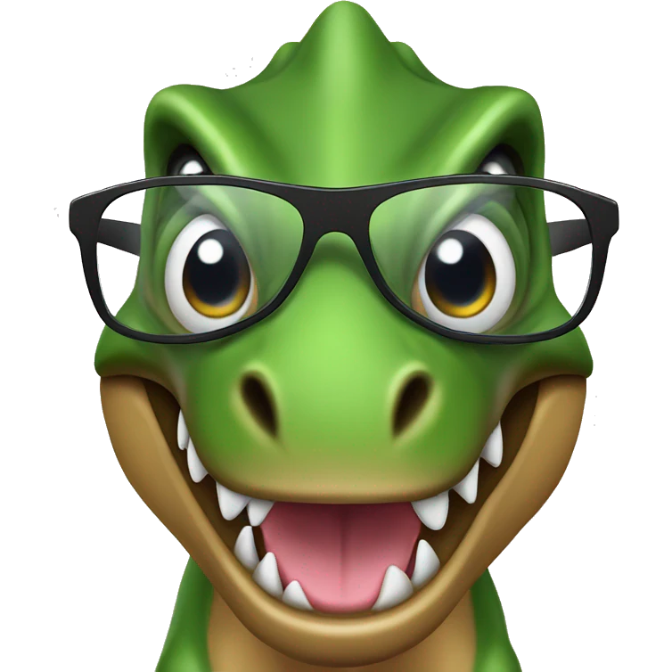 Cute t-rex with glasses emoji