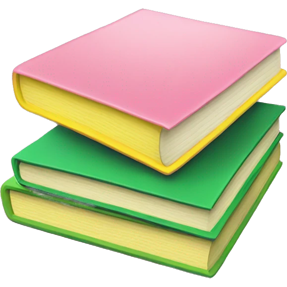 Pink,green and yellow book emoji