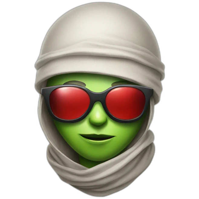 Alien with bandana and red glasses emoji