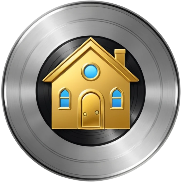 platinum vinyl with a gold house logo in the middle emoji
