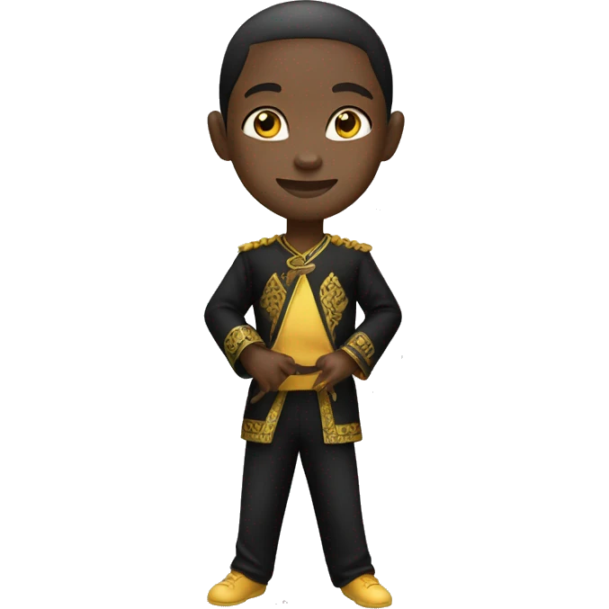 african fair skin kid playing  peng tai ji in black uniform  emoji