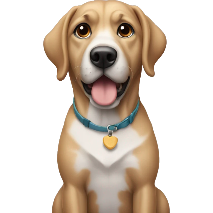 Dog wearing ughs emoji