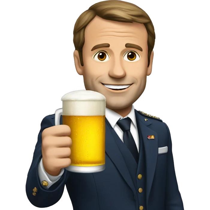 Macron with a beer emoji