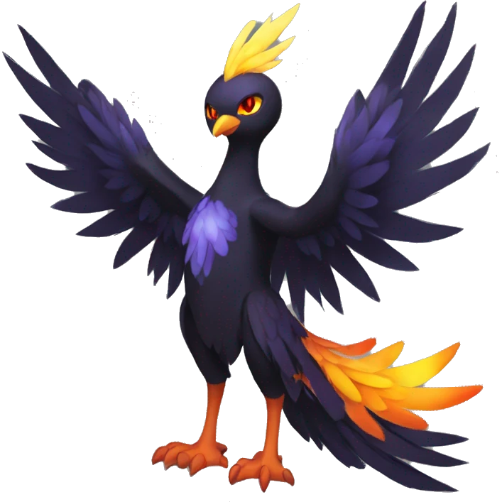 Fantasy legendary godly dark bird shadow-type-Phoenix Fakemon full body emoji