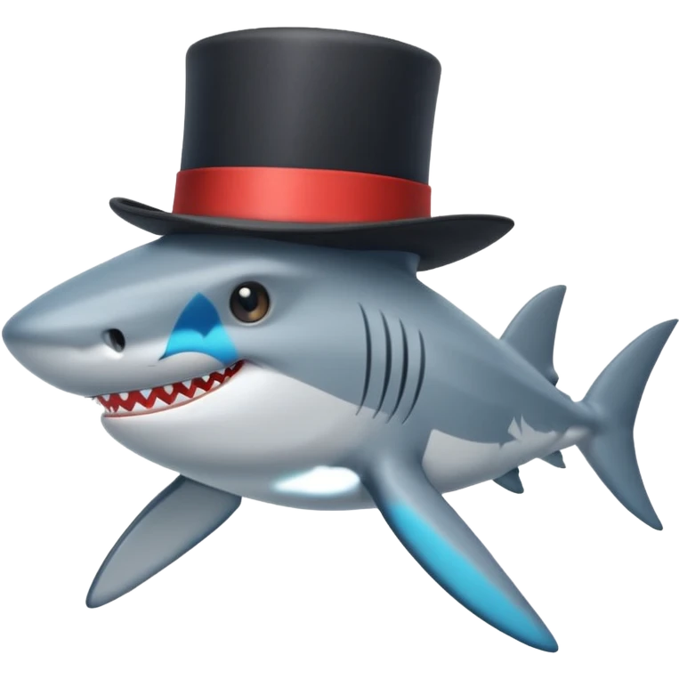 Shark with a top hat emoji