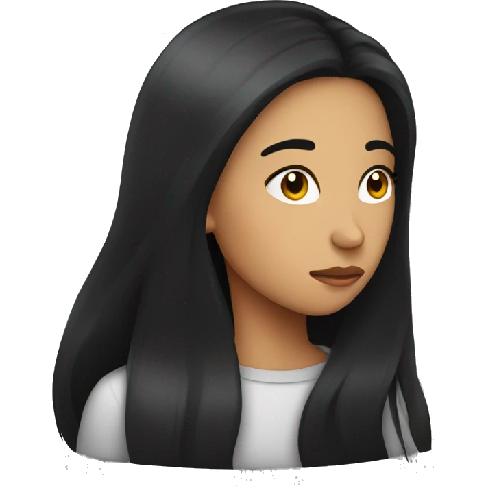 Hispanic female with long black hair exhausted  emoji