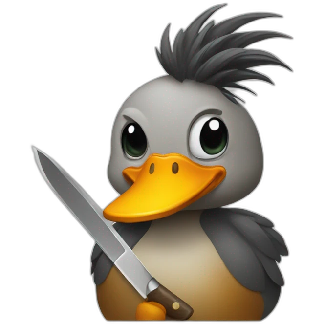 Mad duck with knife emoji