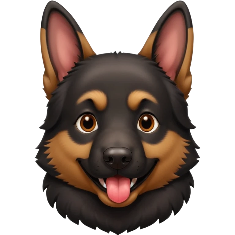 cartoon style dark German Shepherd dog with its tongue hanging out long emoji