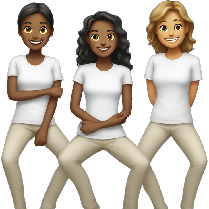 Girls smiling in white shirts emoji