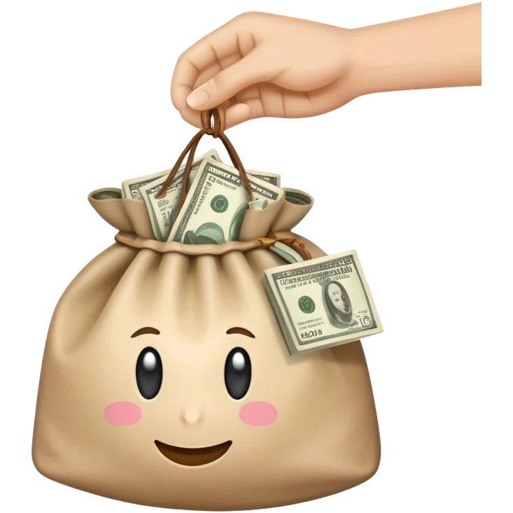 a hand holding a bag of money emoji