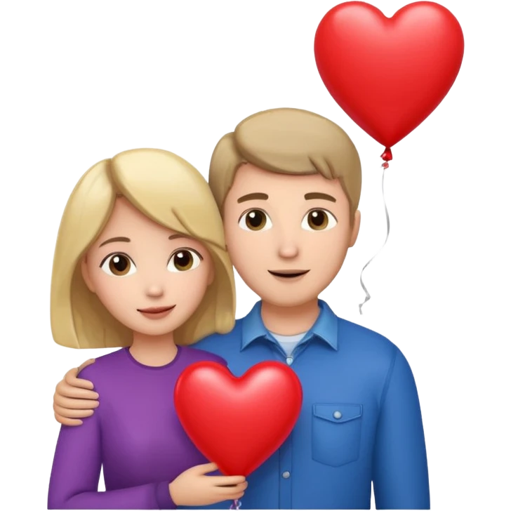 Cute couple with a heart emoji