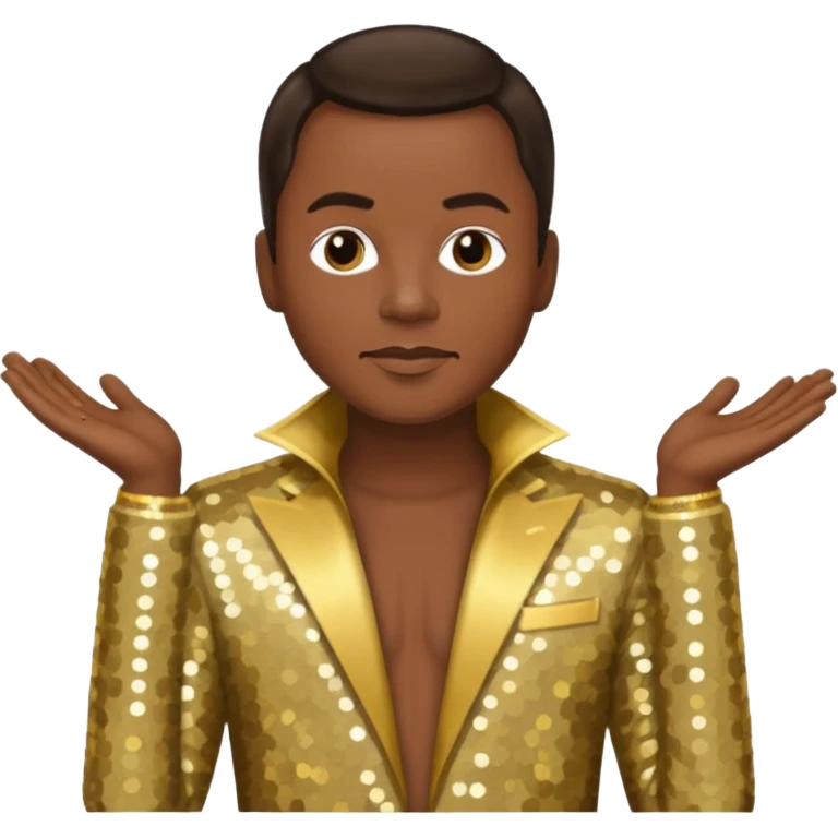 Philip Bailey from Earth, Wind & Fire with dark brown hair, gold sequin outfit emoji